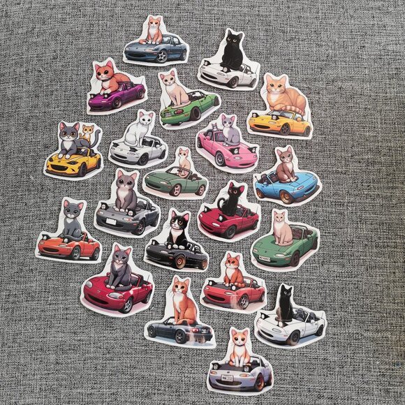 MAZDA MIATA MX5 with Cats Sticker Set 20 pc - Picture 1 of 1